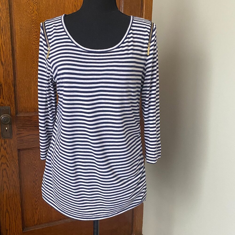 Michael Kors Women’s Ruched Sides Cotton Blend Stretch Top Size Large